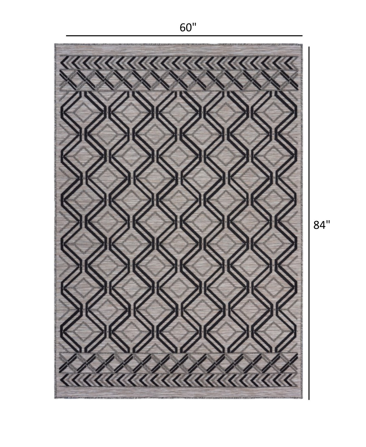 8' X 10' Black And Tan Indoor Outdoor Area Rug