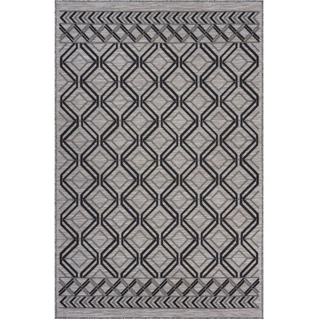 8' X 10' Black And Tan Indoor Outdoor Area Rug