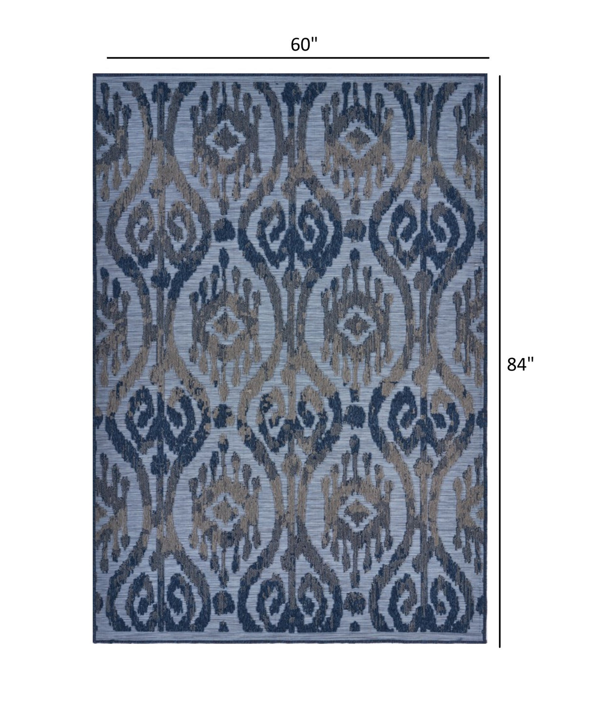 5' X 7' Blue And Yellow Indoor Outdoor Area Rug