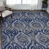 5' X 7' Blue And Yellow Indoor Outdoor Area Rug