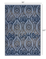 5' X 7' Blue And Yellow Indoor Outdoor Area Rug