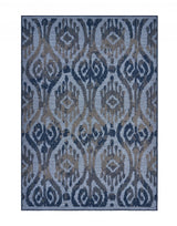 5' X 7' Blue And Yellow Indoor Outdoor Area Rug