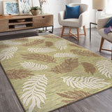 5' X 7' Green And Ivory Indoor Outdoor Area Rug