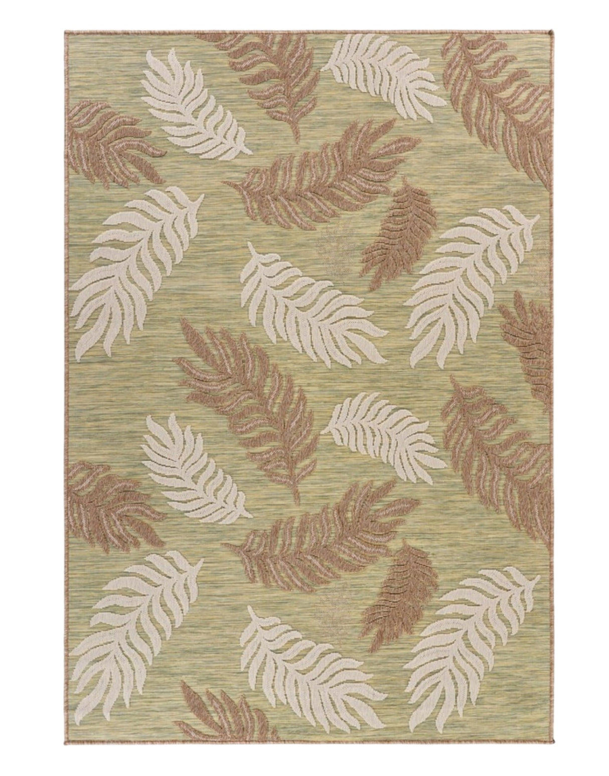 5' X 7' Green And Ivory Indoor Outdoor Area Rug