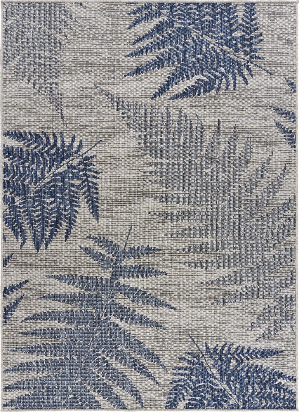 5' X 7' Blue And Gray Indoor Outdoor Area Rug