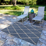 8' X 10' Blue And Gray Indoor Outdoor Area Rug