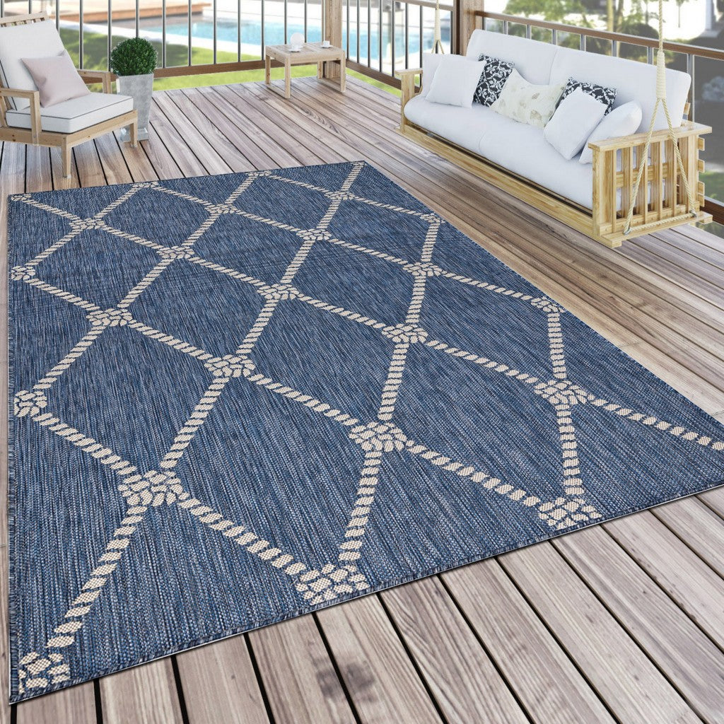 8' X 10' Blue And Gray Indoor Outdoor Area Rug