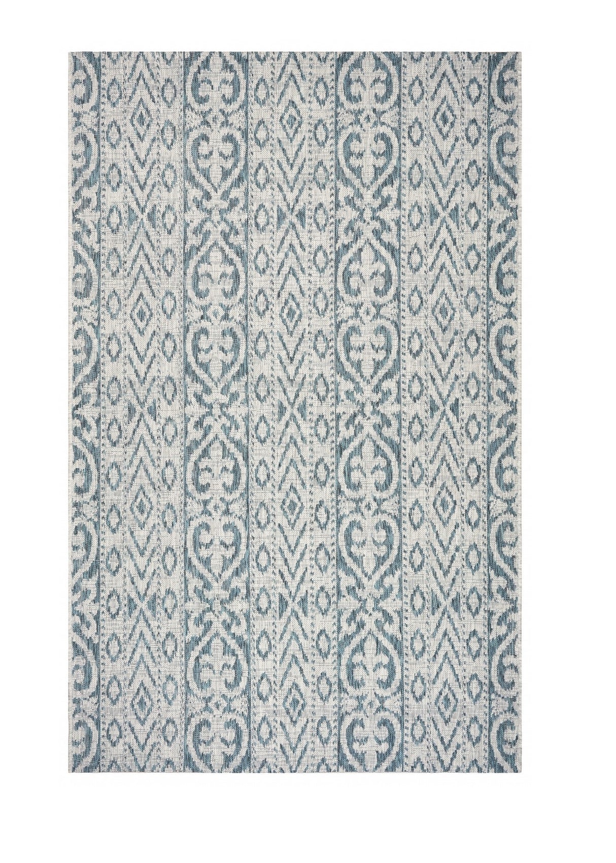 8' X 10' Blue And White Indoor Outdoor Area Rug