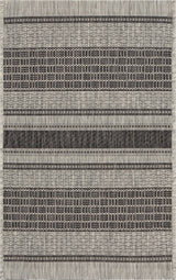 5' X 8' Gray And Black Indoor Outdoor Area Rug