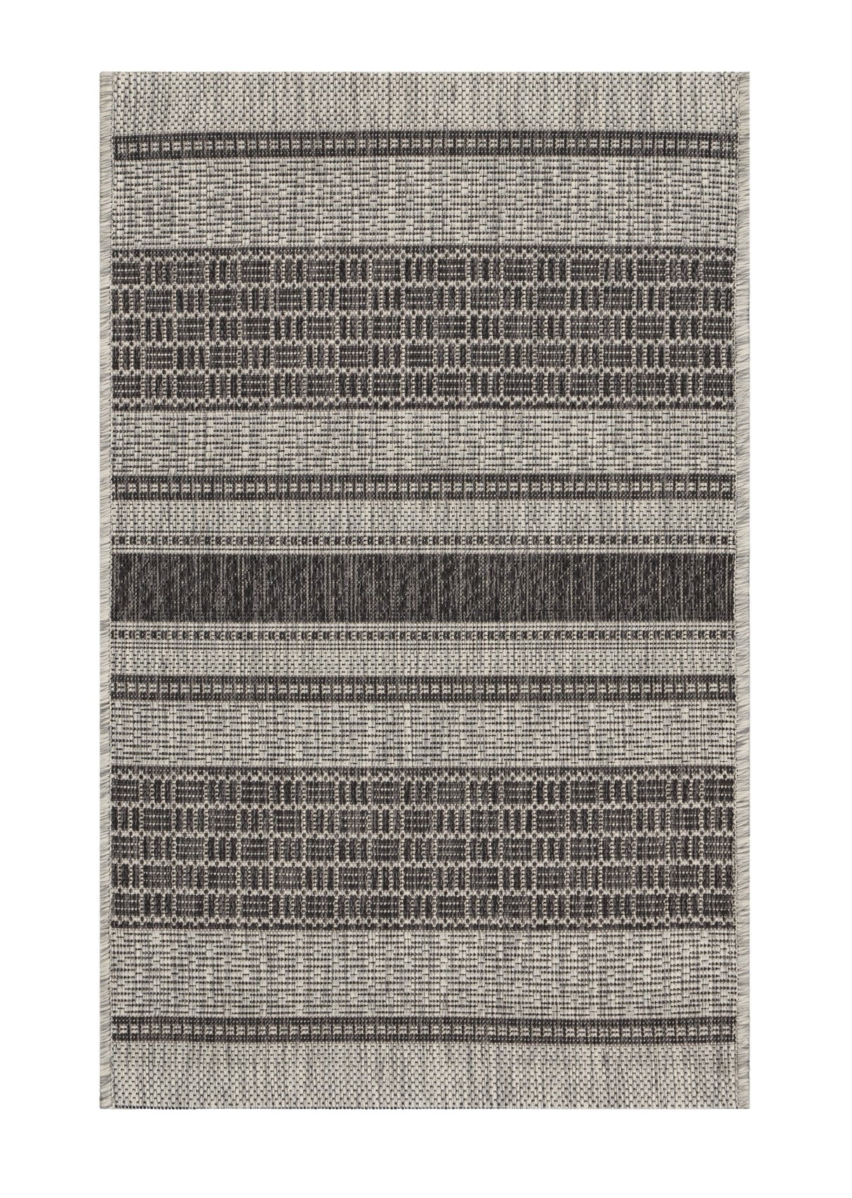 5' X 8' Gray And Black Indoor Outdoor Area Rug