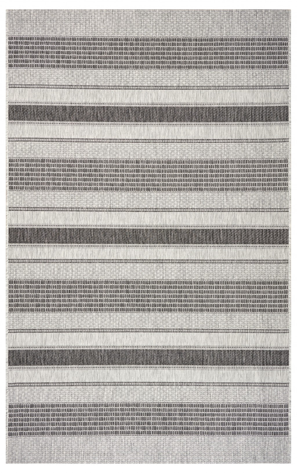 5' X 8' Gray And Black Indoor Outdoor Area Rug