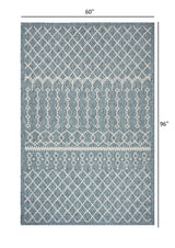 5' X 8' Blue And Gray Indoor Outdoor Area Rug