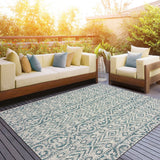 5' X 8' Blue And Gray Indoor Outdoor Area Rug