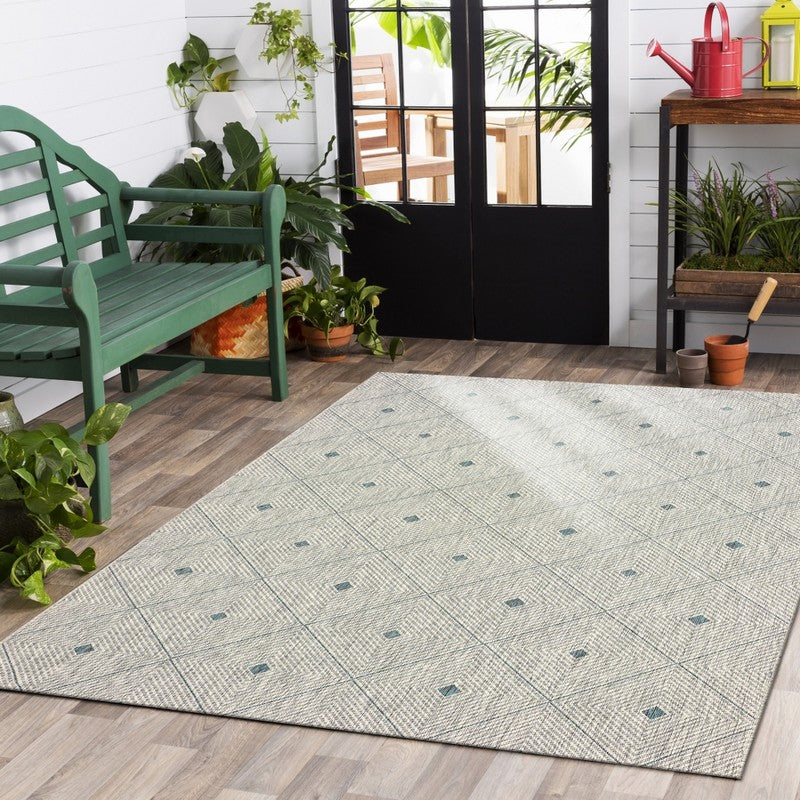 5' X 8' Blue And Gray Indoor Outdoor Area Rug