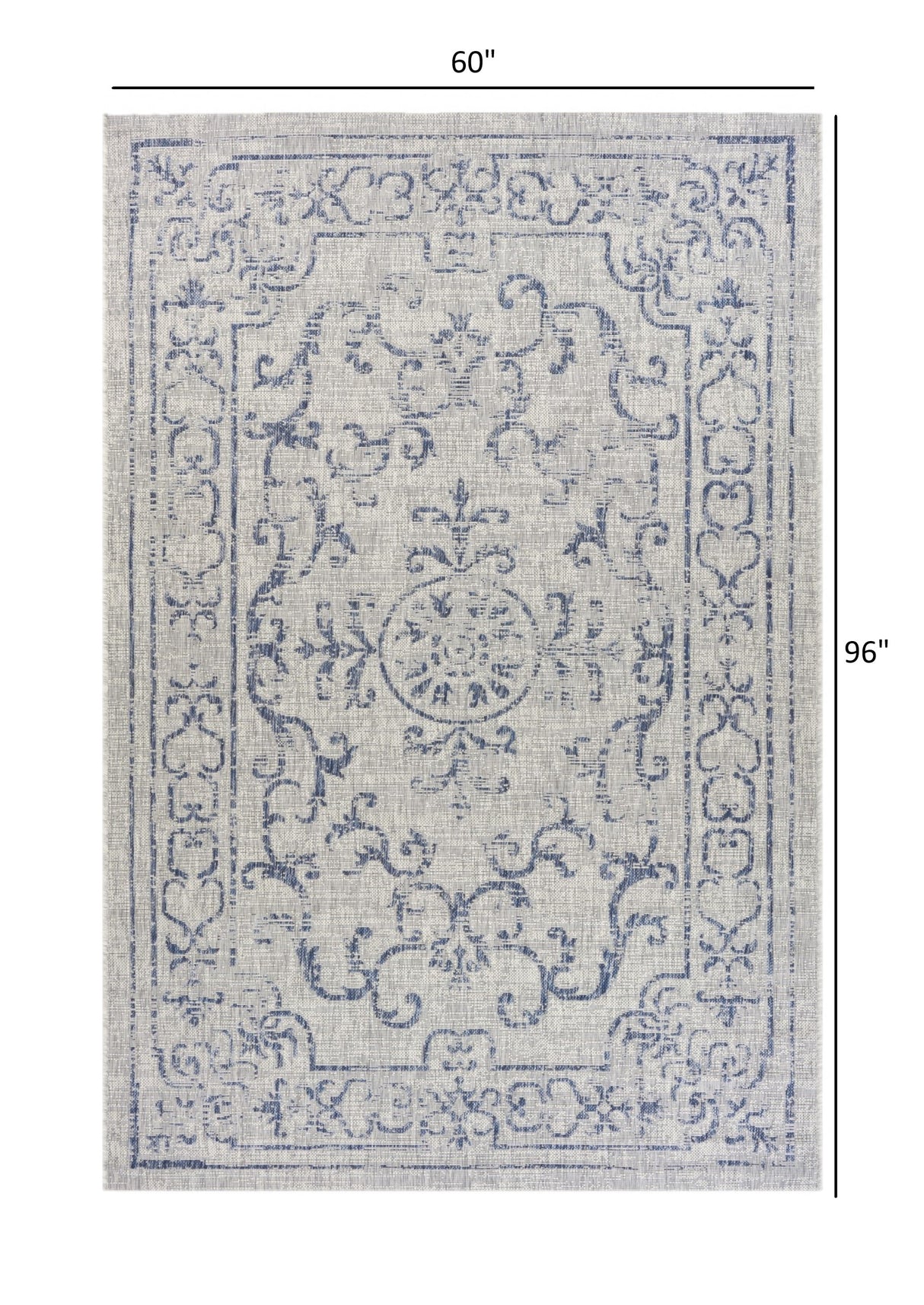 8' X 10' Blue And Gray Indoor Outdoor Area Rug