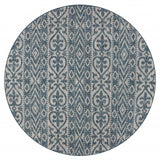 8' X 8' Blue And Gray Indoor Outdoor Area Rug