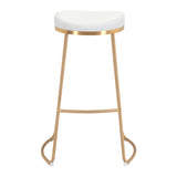 Set of Two 31" White And Gold Steel Backless Bar Height Bar Chairs