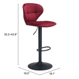 24" Red And Black Steel Swivel Low Back Counter Height Bar Chair