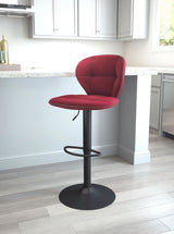 24" Red And Black Steel Swivel Low Back Counter Height Bar Chair