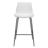 31" White And Black Steel Low Back Bar Height Bar Chair