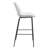 31" White And Black Steel Low Back Bar Height Bar Chair