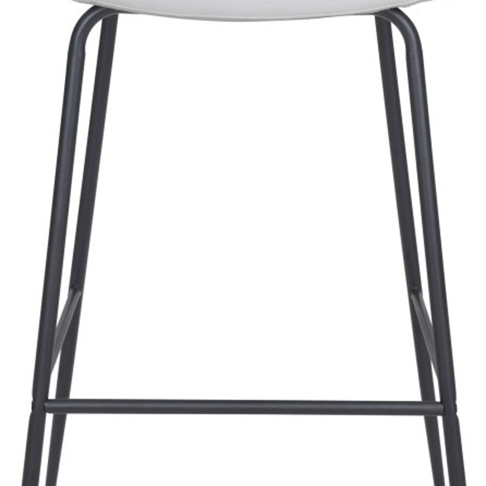 31" White And Black Steel Low Back Bar Height Bar Chair