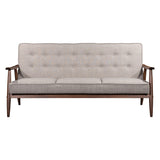 69" Beige Polyester Sofa With Brown Legs