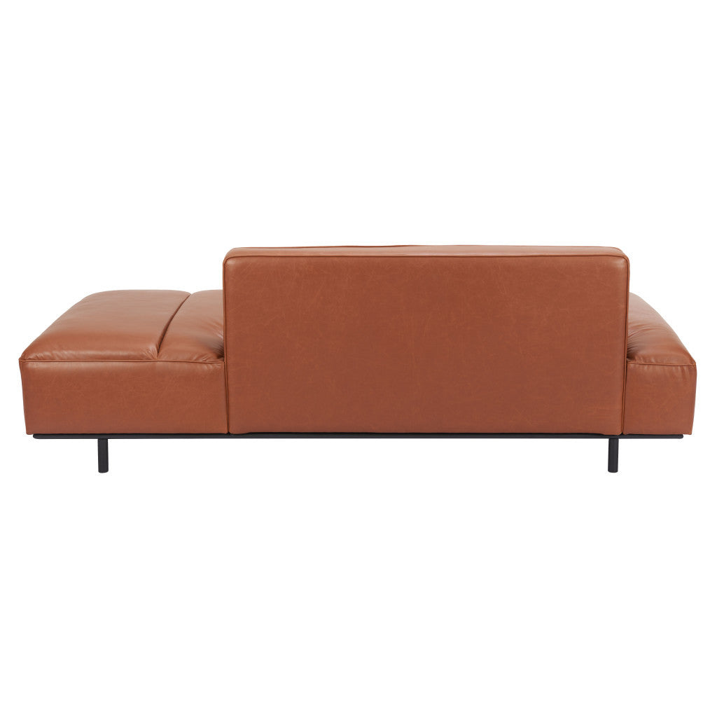 79" Brown Faux Leather Sofa With Black Legs