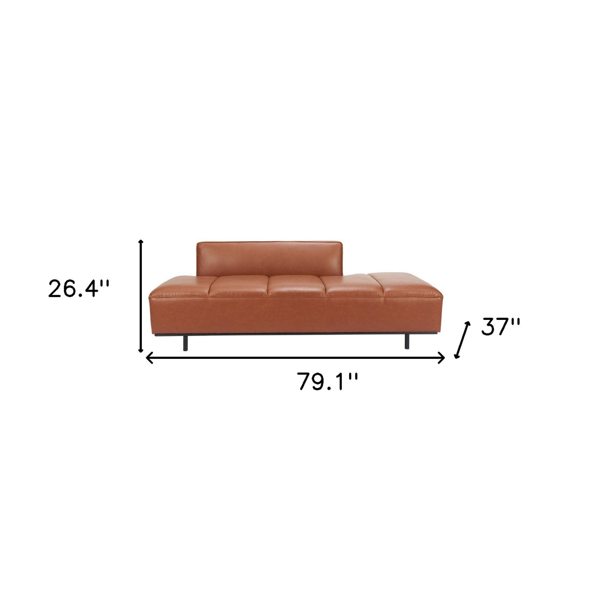 79" Brown Faux Leather Sofa With Black Legs