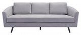 79" Gray Polyester Sofa With Black Legs