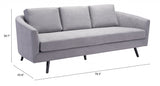 79" Gray Polyester Sofa With Black Legs