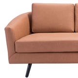 79" Brown Faux Leather Sofa With Black Legs