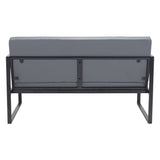 45" Gray Faux Leather Sofa With Black Legs