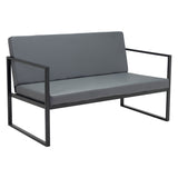45" Gray Faux Leather Sofa With Black Legs