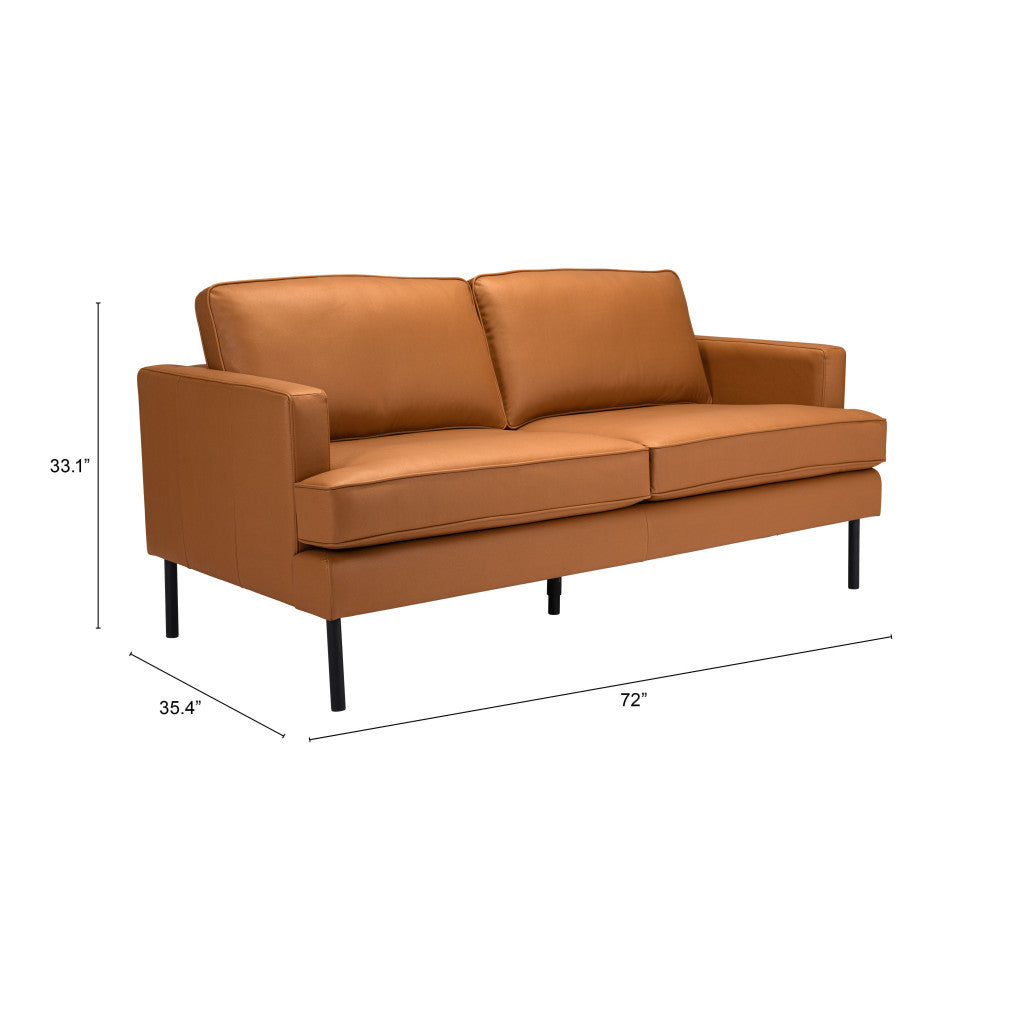 72" Brown Polyester Sofa With Black Legs