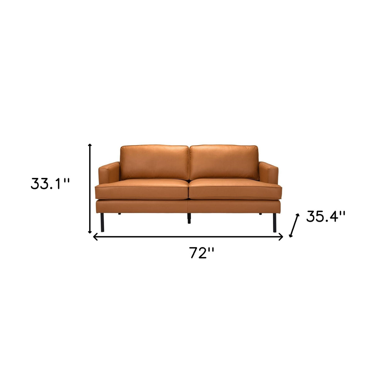 72" Brown Polyester Sofa With Black Legs