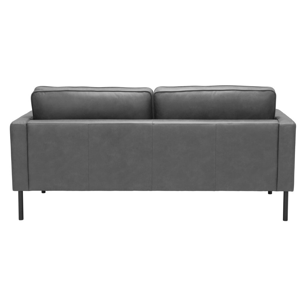 72" Gray Polyester Sofa With Black Legs