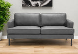 72" Gray Polyester Sofa With Black Legs