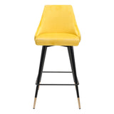 26" Yellow And Black Steel Low Back Counter Height Bar Chair