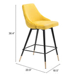 26" Yellow And Black Steel Low Back Counter Height Bar Chair