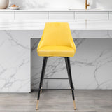 26" Yellow And Black Steel Low Back Counter Height Bar Chair