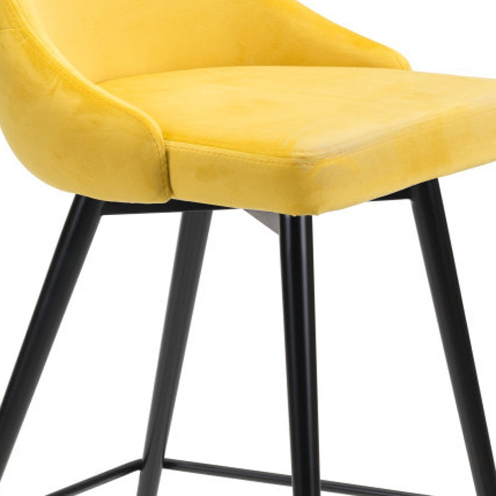 26" Yellow And Black Steel Low Back Counter Height Bar Chair