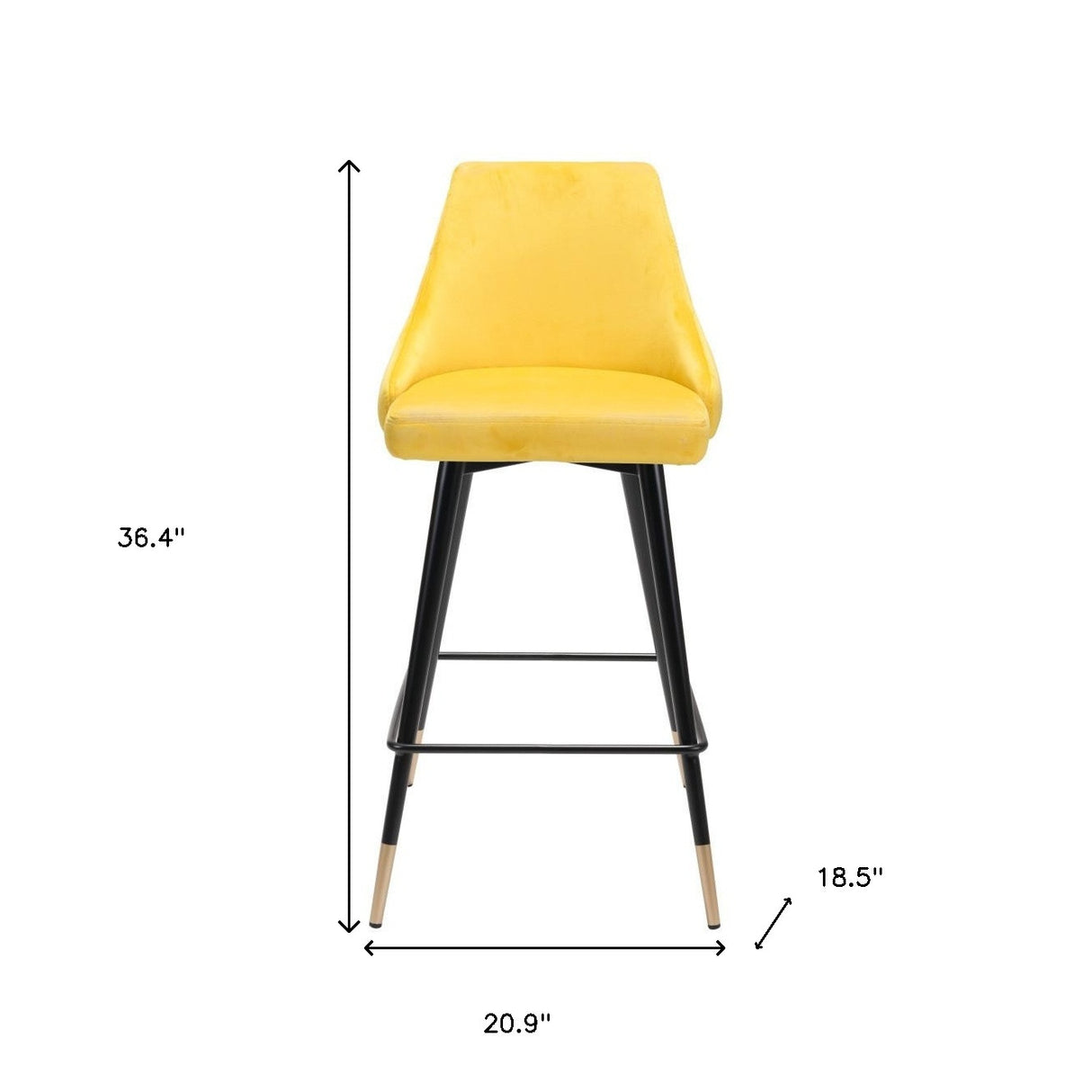 26" Yellow And Black Steel Low Back Counter Height Bar Chair