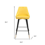 26" Yellow And Black Steel Low Back Counter Height Bar Chair