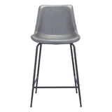 26" Gray And Black Steel Low Back Counter Height Bar Chair