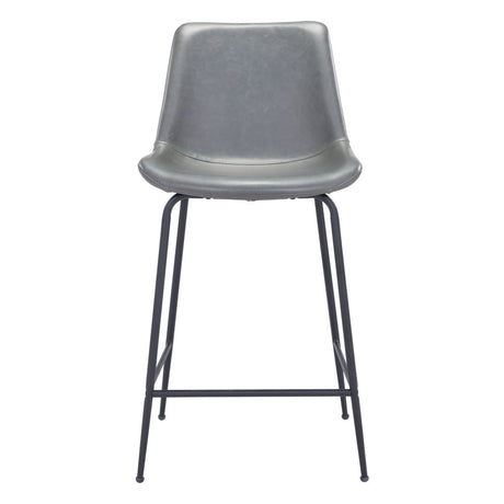 26" Gray And Black Steel Low Back Counter Height Bar Chair