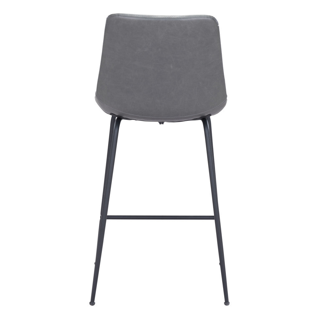 26" Gray And Black Steel Low Back Counter Height Bar Chair