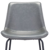 26" Gray And Black Steel Low Back Counter Height Bar Chair