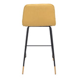 27" Yellow And Black Steel Low Back Counter Height Bar Chair