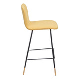 27" Yellow And Black Steel Low Back Counter Height Bar Chair